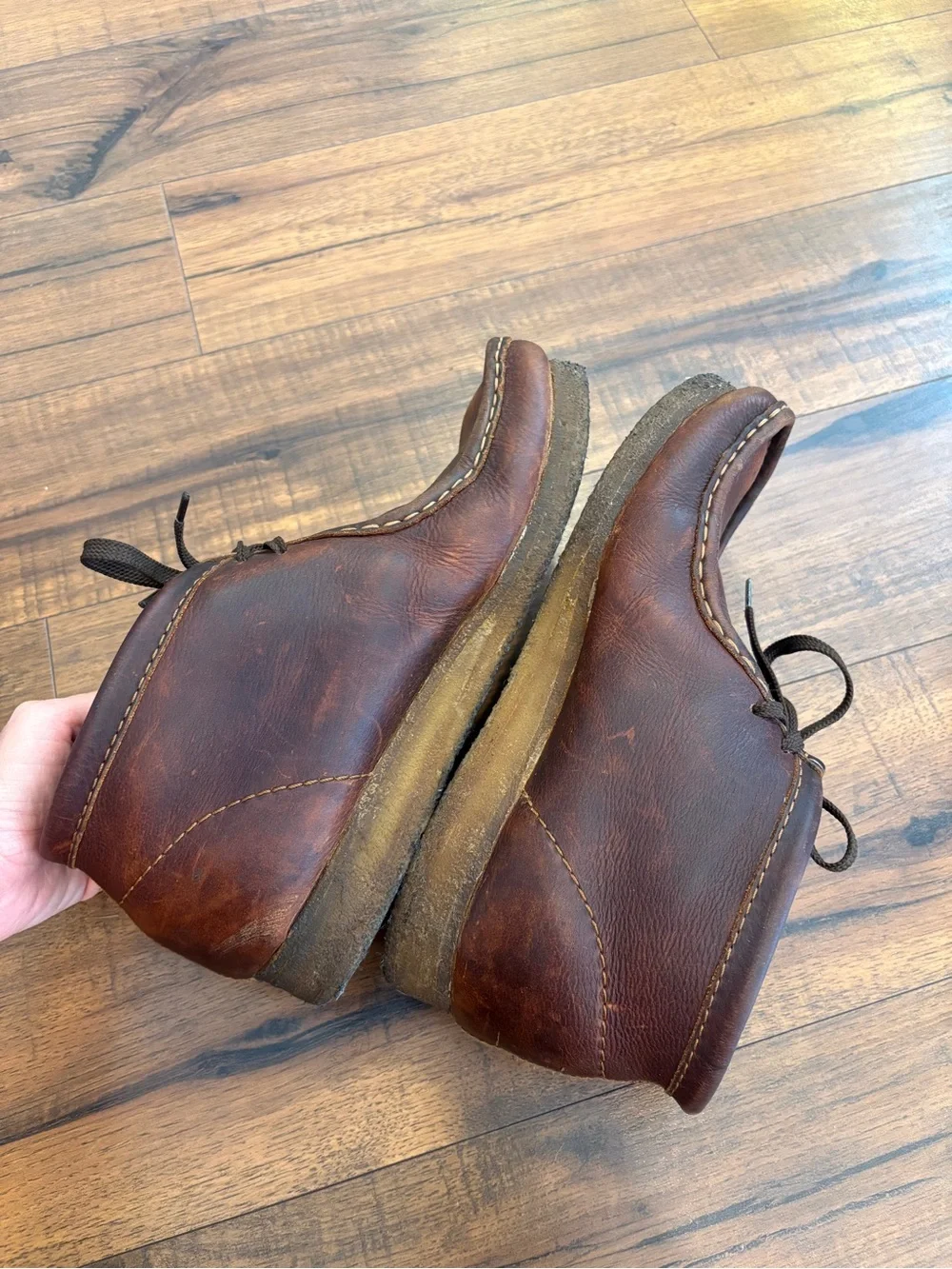 Clarks Wallabee Brown Leather Lace Up Shoes Men's Size 9 Moccasin Boots